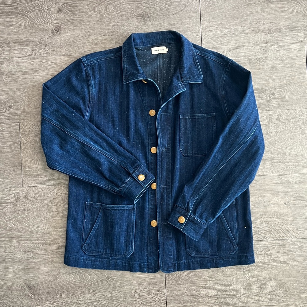 Taylor Stitch Men’s Denim Herringbone Ojai Garment Dyed Chore Jacket - Size 46